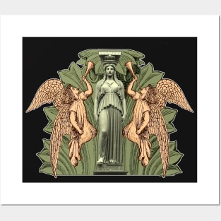 Caryatid with Acanthus and Annunciation Angels Posters and Art